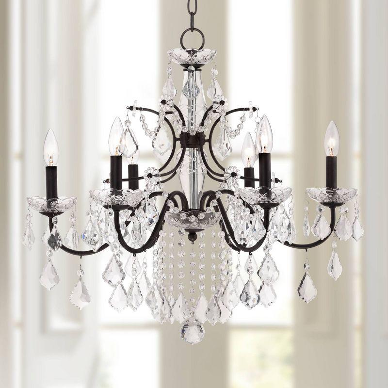 Vienna Full Spectrum DeMallo Dark Bronze Chandelier 26" Wide French Scroll Arm Clear Crystal 6-Light Fixture for Dining Room Home Foyer Kitchen Island