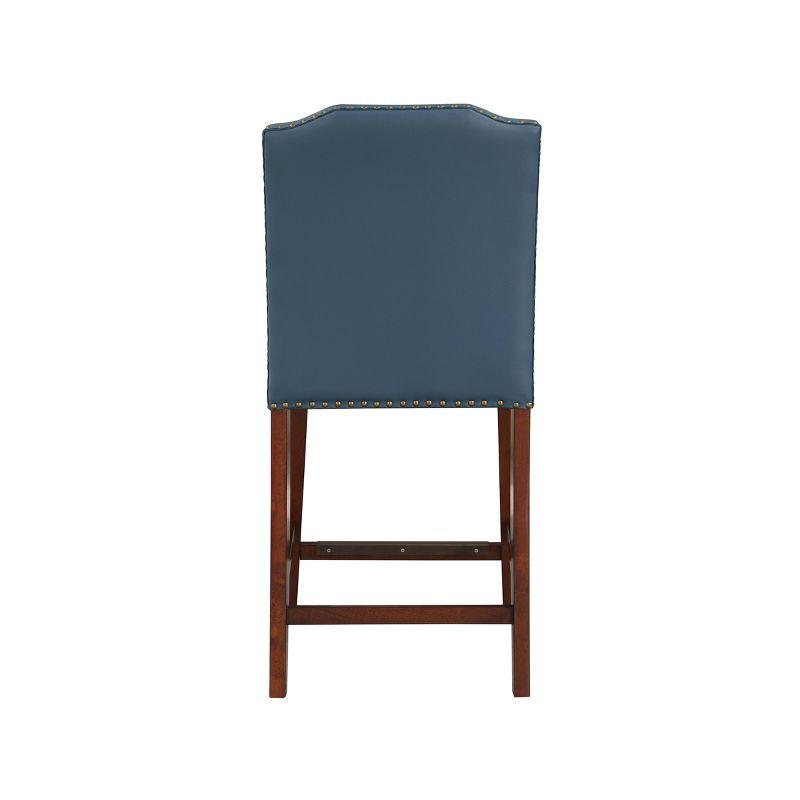 Comfort Pointe Bristol Counter Height Barstool: Espresso Finish, Faux Leather, Nailhead Trim