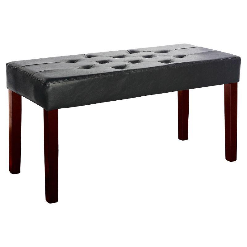 Espresso Elegance Tufted Leatherette Ottoman Bench