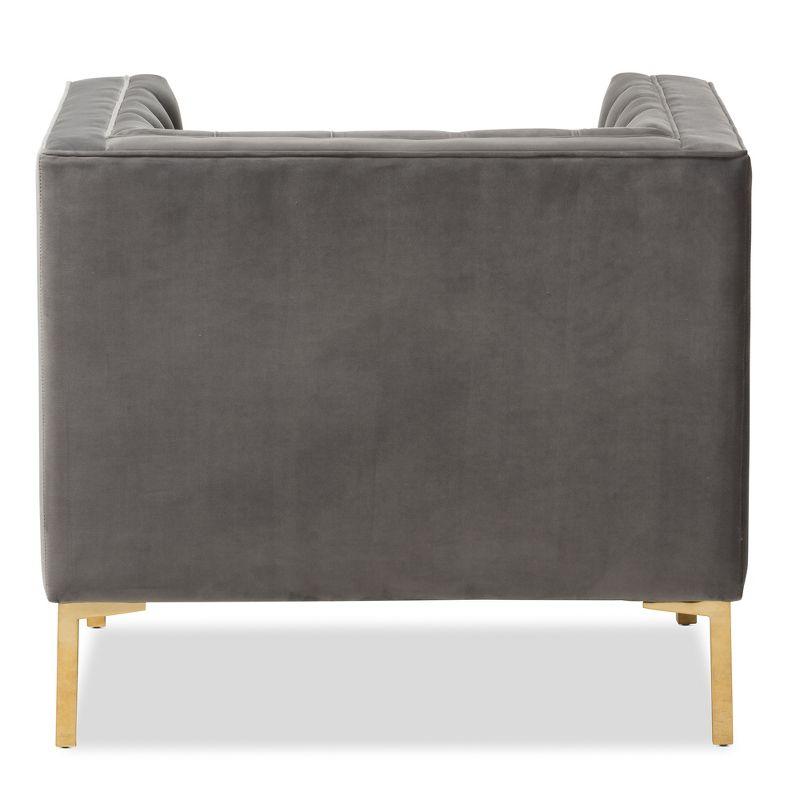 Zanetta Luxe and Glamour Velvet Upholstered Gold Finished Lounge Chair Gray - Baxton Studio
