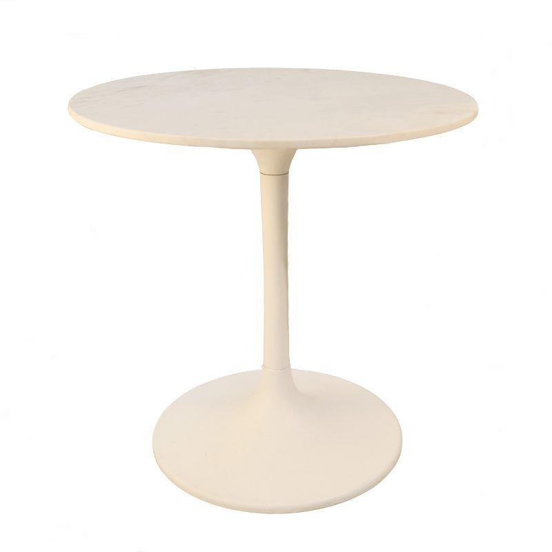 Carolina Living 30" Zaha Round Marble Top Dining Table White