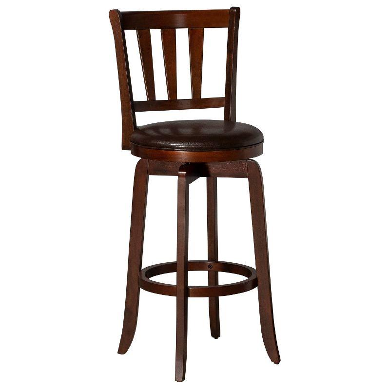 29.5" Presque Isle Swivel Barstool Cherry/Brown - Hillsdale Furniture: Padded High-Back with Footrest