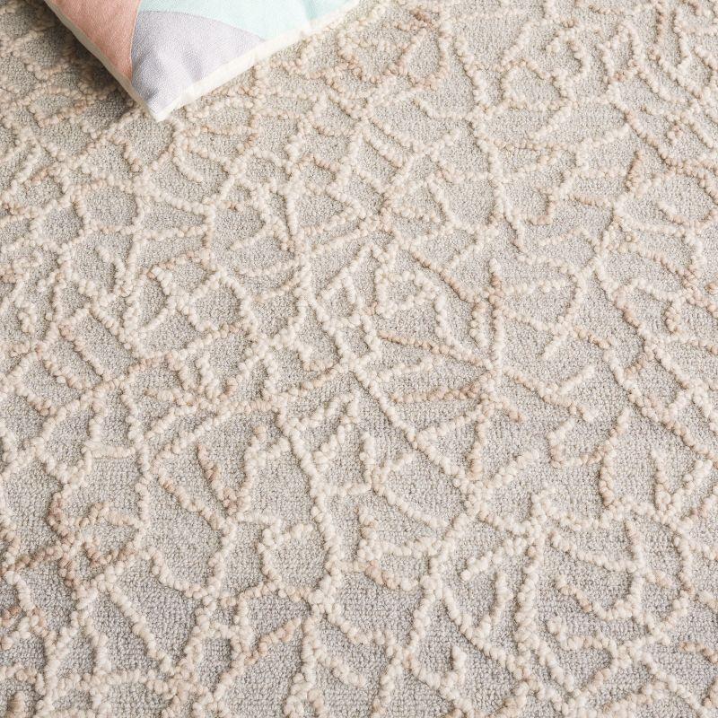 Abstract ABT279 Handmade Tufted Area Rug - Beige/Grey - 6' X 6'  Round - Safavieh