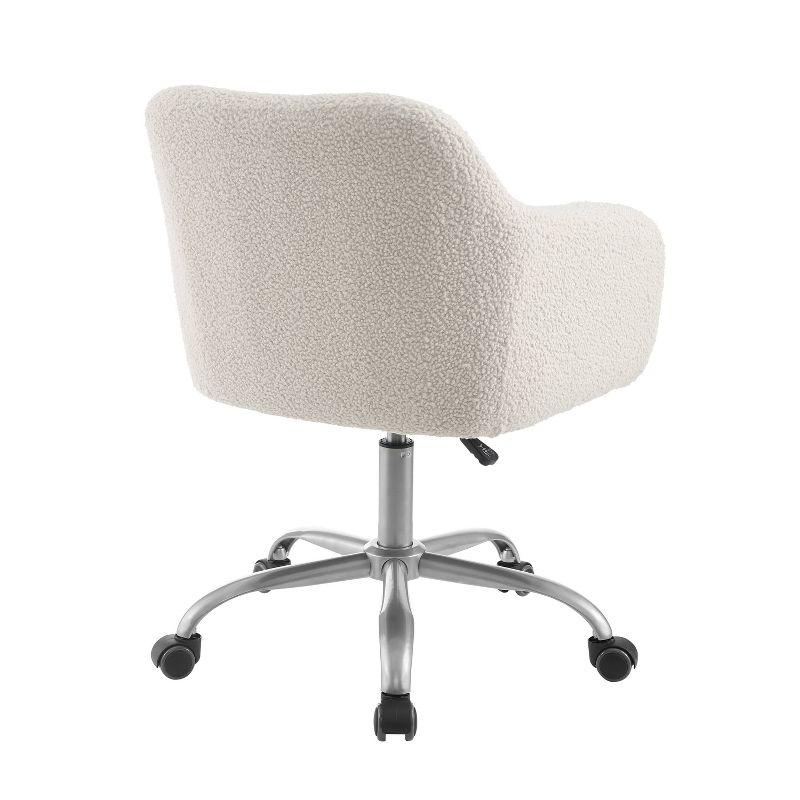 Rylen Modern Swivel Office Desk Chair White - Linon: Chrome-Plated, Ergonomic with Adjustable Height & Casters