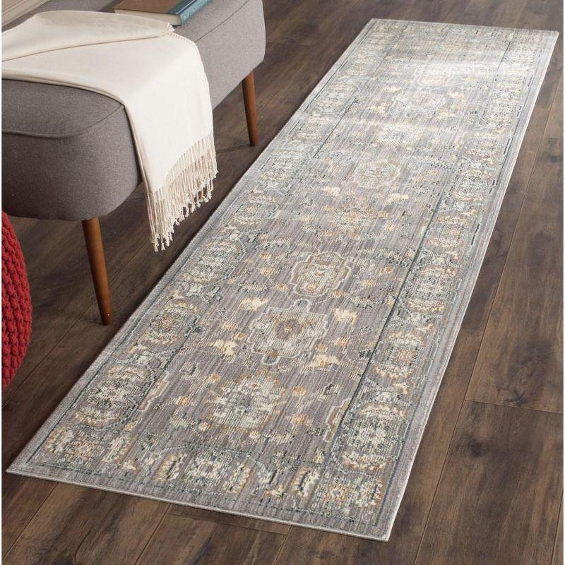 Mauve Hand-Knotted Synthetic Runner Rug, 27" x 8'