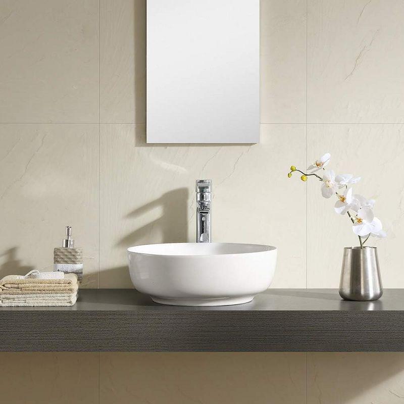 Fine Fixtures Round Thin Edge Vessel Bathroom Sink Vitreous China Without Overflow