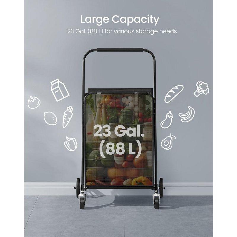 Foldable Shopping Cart, Heavy Duty Grocery Cart, Utility Cart, 360° SwivelBag, Removable Basket,