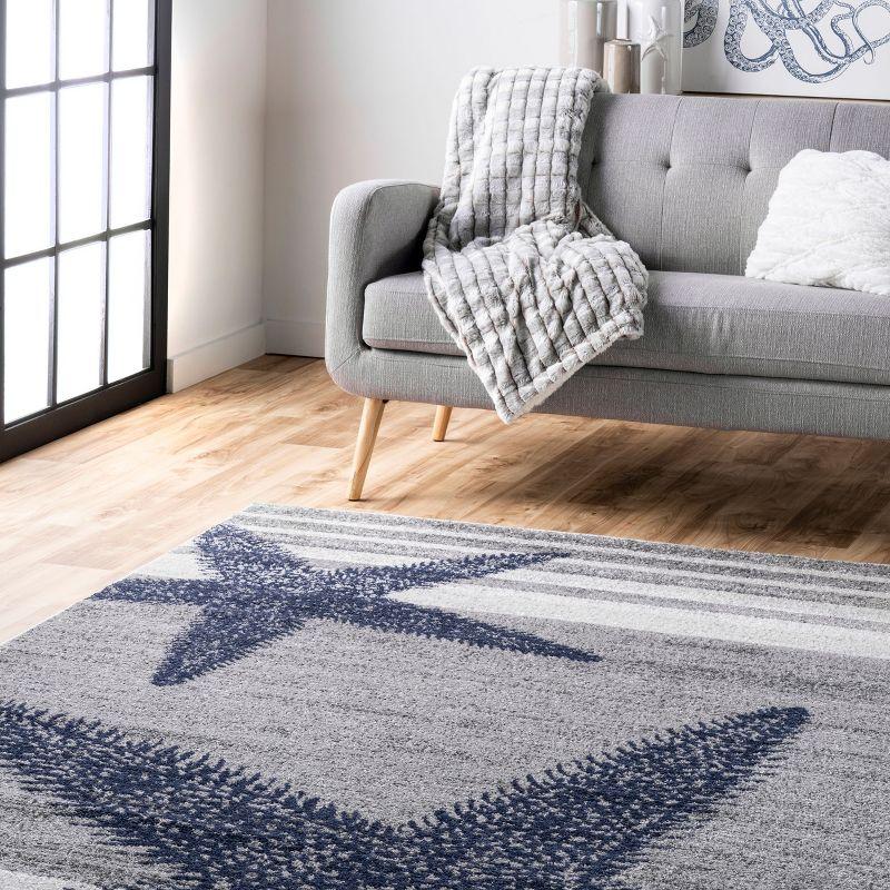 Nuloom Starfish Animal Print 4x6 Indoor Area Rug for Living Room Bedroom Dining Room Kitchen, Grey/Blue