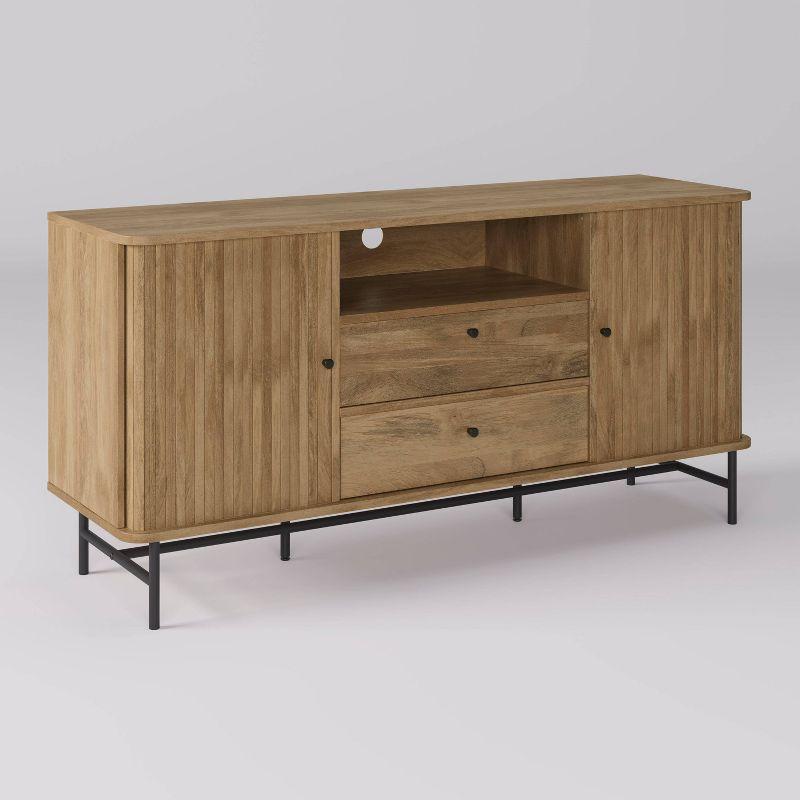 CorLiving Hikari Curved Sideboard Buffet with Sliding Doors and Drawers