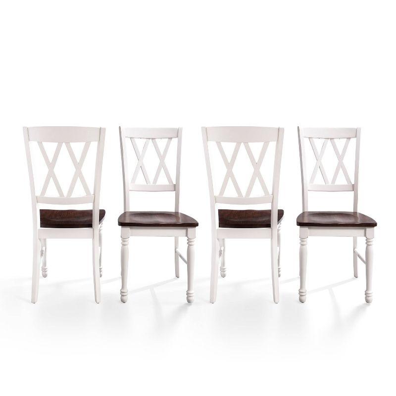 White High Cross Back Wood Dining Side Chair Set