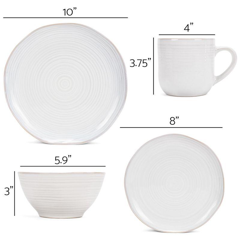 Elanze Designs 16-Piece Reactive Glaze Ceramic Stoneware Dinnerware - Service for 4, Classic White