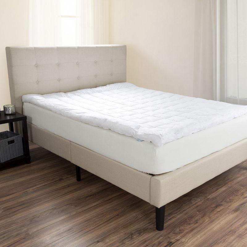 Hastings Home Queen 3" Down Alternative Filled Pillow-Top Mattress Topper - White