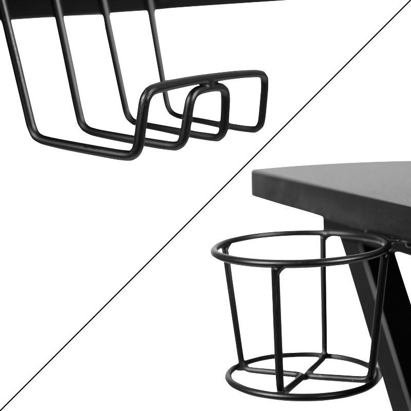 Flash Furniture Black Gaming Desk with Cup Holder, Headphone Hook, and Monitor/Smartphone Stand