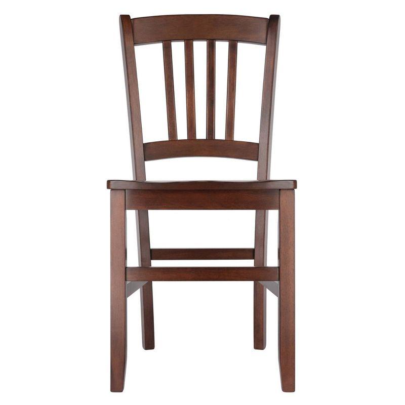 Set of 2 Madison Slat Back Chairs Walnut - Winsome: Hardwood Construction, Contoured Seat, 220lb Capacity