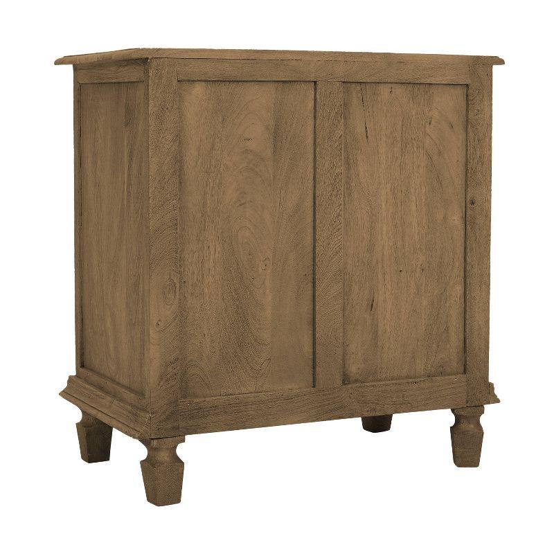 The Urban Port 30" Nightstand Table Rattan Cabinet Doors and Drawer Fronts Sandblasted Brown Mango Wood Brown