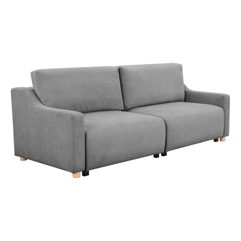 Gray Queen Convertible Sleeper Sofa with Natural Wood Legs