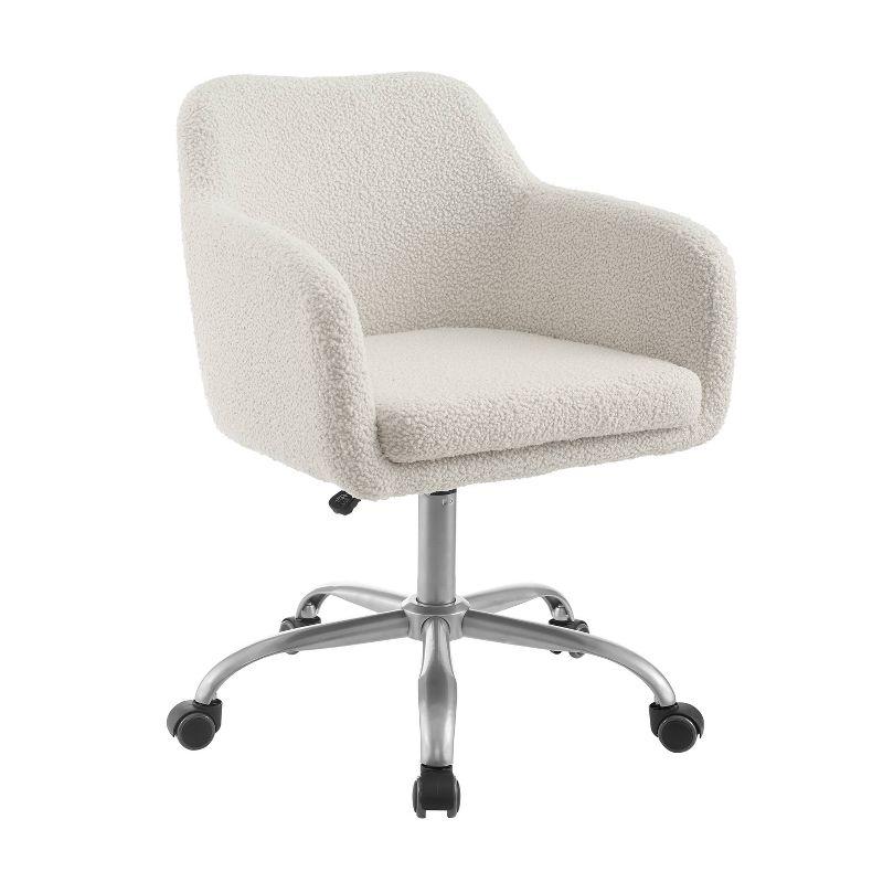 Contemporary Sherpa Swivel Office Chair in White