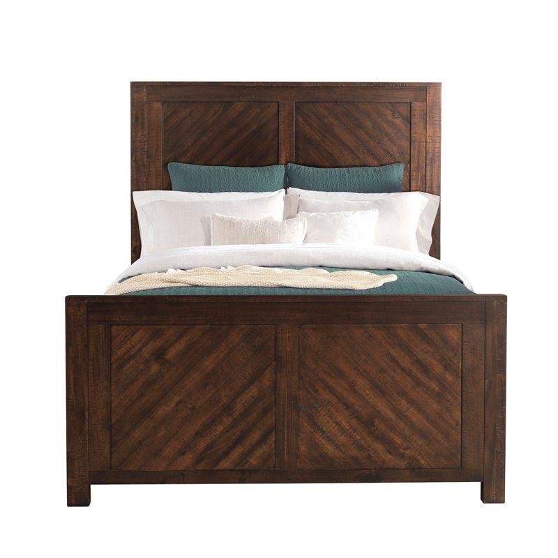 Rustic Walnut Queen Storage Bed with Drawers