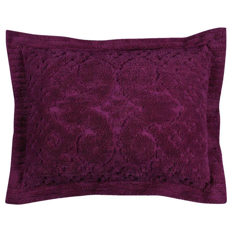Better Trends Ashton – Super Soft & Lightweight 100% Cotton Tufted Medallion Design, Luxurious Standard Sham, 21” x 27”, Plum
