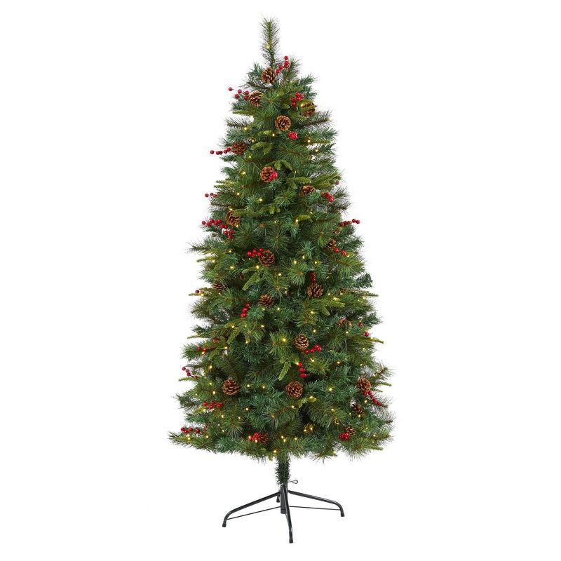 6-Foot Green Pine Artificial Christmas Tree with LED Lights