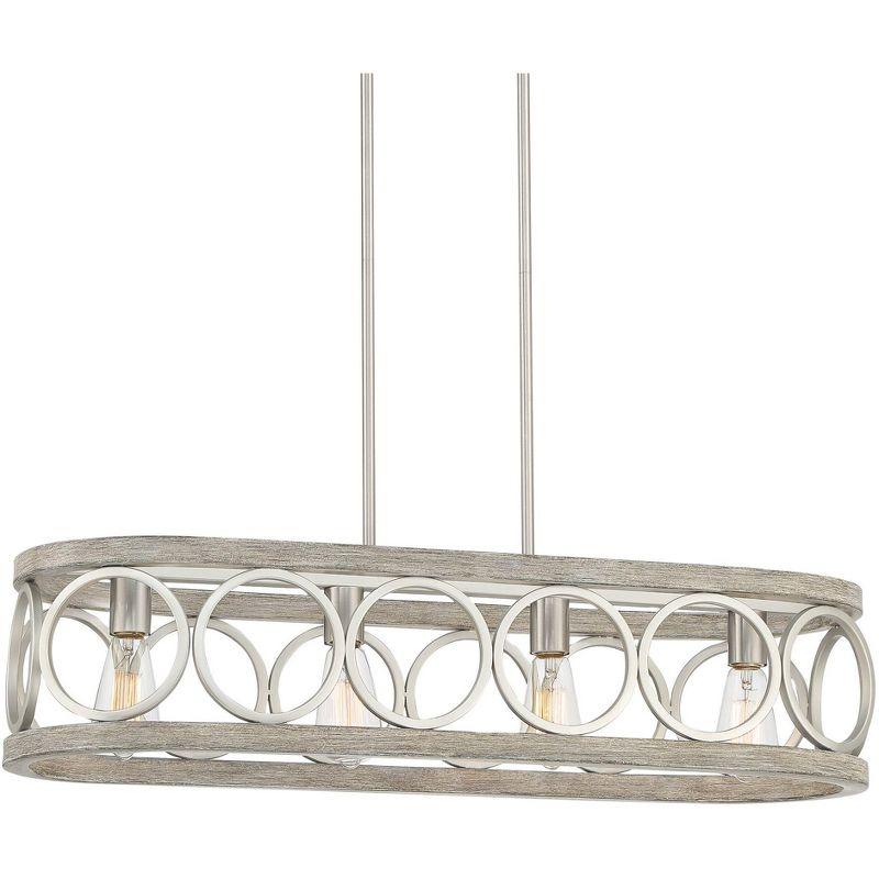 Salima 37" Brushed Nickel & Gray Wood Linear LED Chandelier