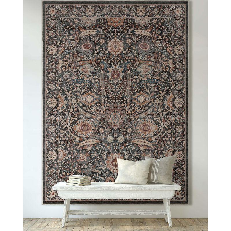 Ervin Liana Vintage Oriental Charcoal Gray Flat-Weave Rug