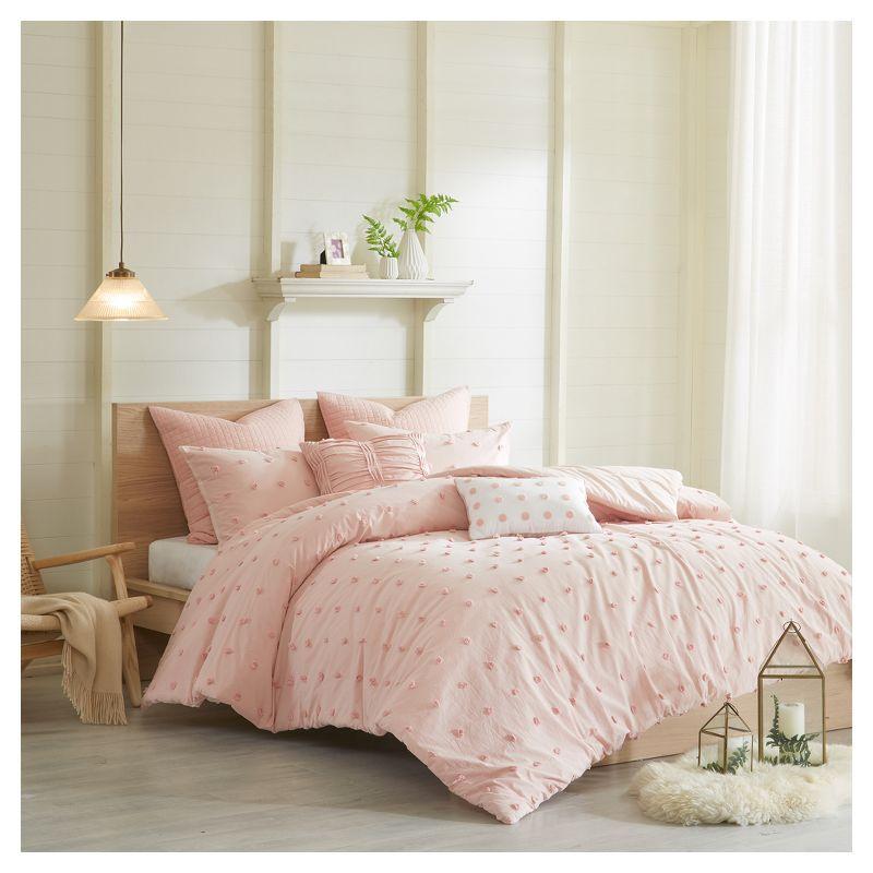 7pc King/California King Kay Cotton Jacquard Comforter Set Pink - Urban Habitat: Hypoallergenic, Quilted Design, OEKO-TEX Certified