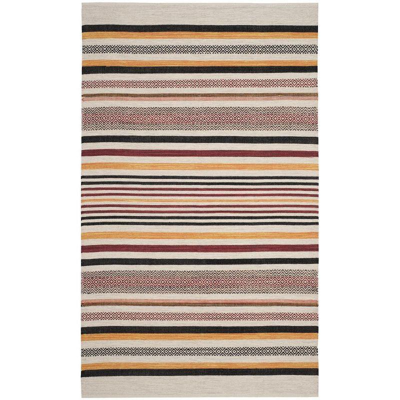 Handmade Red Stripe Wool Cotton Flat Woven Area Rug