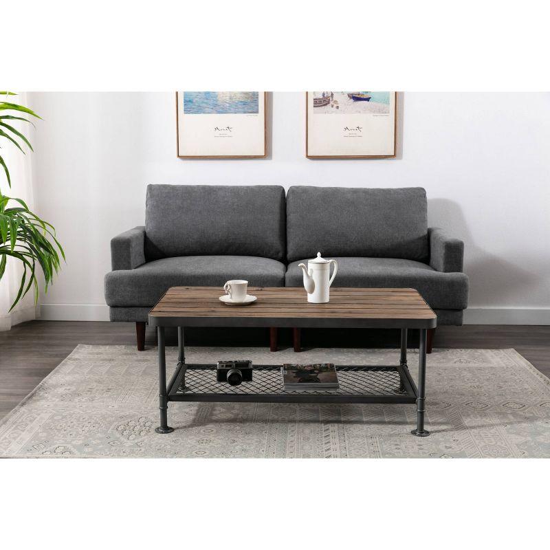 Newport Coffee Table Gray/Natural - Boraam: Metal Frame, Fir Wood Top, 42" L x 24" W x 18" H