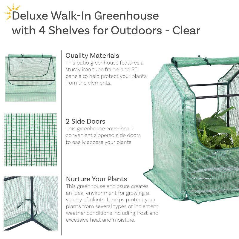 Sunnydaze Mini Greenhouse with 2 Zippered Side Doors - 2' x 2' - Green