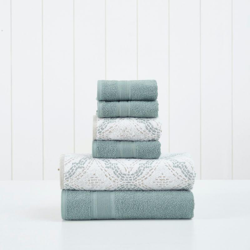 Modern Threads Modern Threads Capri 6-Piece Reversible Yarn Dyed Jacquard Towel Set - Bath Towels, Hand Towels, & Washcloths - Super Absorbent & Quick Dry