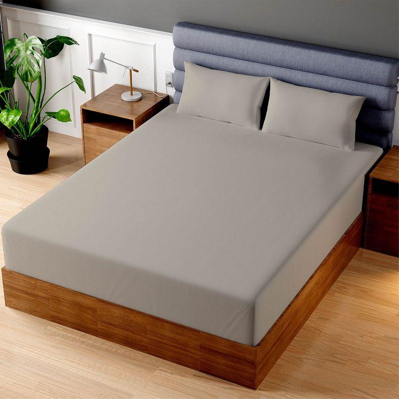 Superity Linen 100% Cotton Breathable King Fitted Sheet – Stone