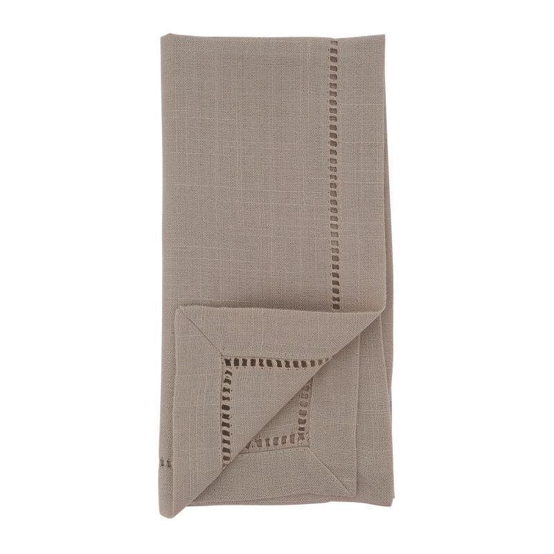 Saro Lifestyle Napkin /w Hemstitch Border, 22" Square, Taupe (Set of 12)