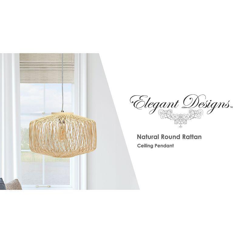 Natural Beige Rattan Round Pendant Ceiling Light