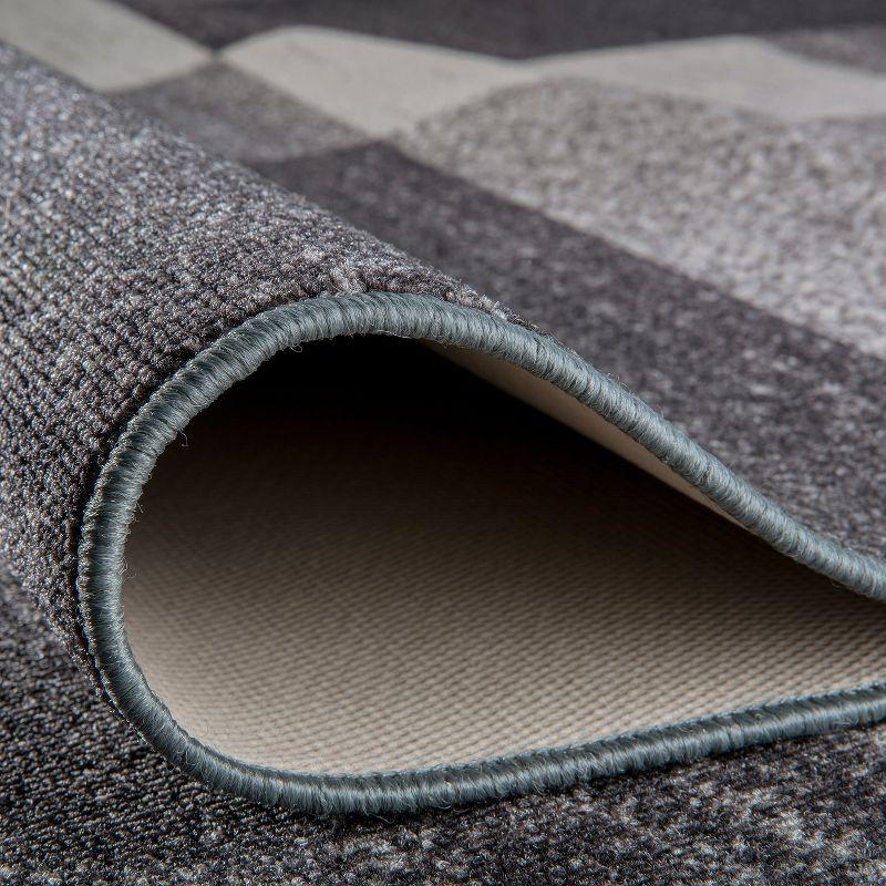 World Rug Gallery Modern Boxes Design Non-slip (Non-skid) Gray 3'3" x 5' Area Rug