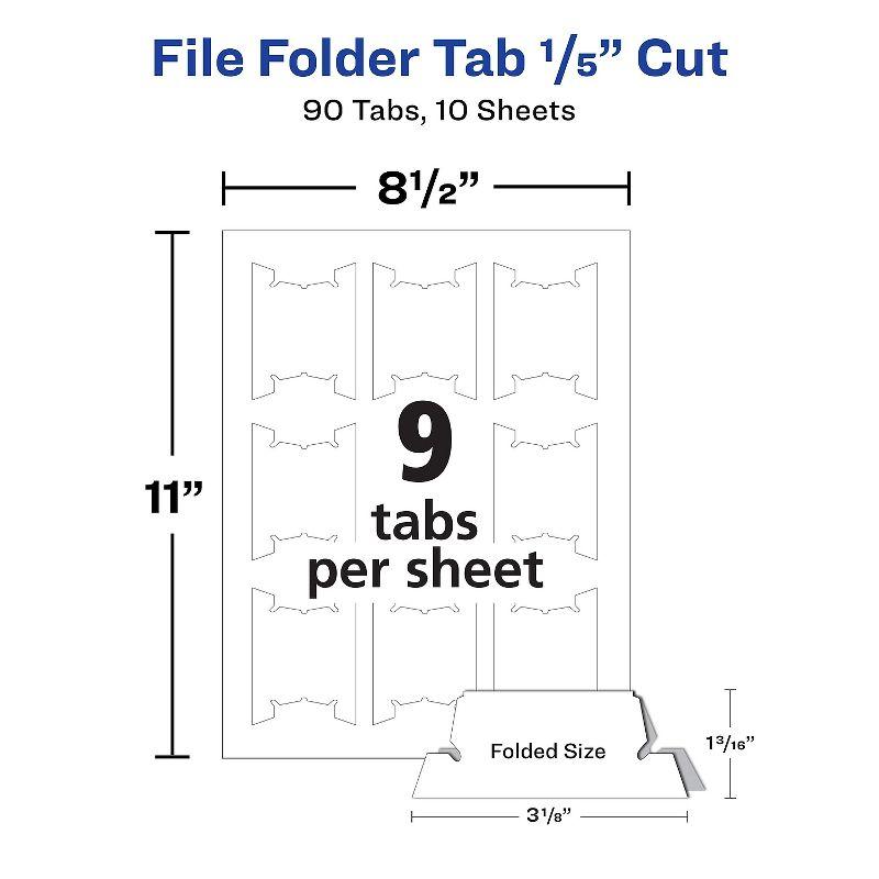 Avery Print/Write-On Hanging Tabs 1/5 Tab 2 1/16 White 90/Pack 5567