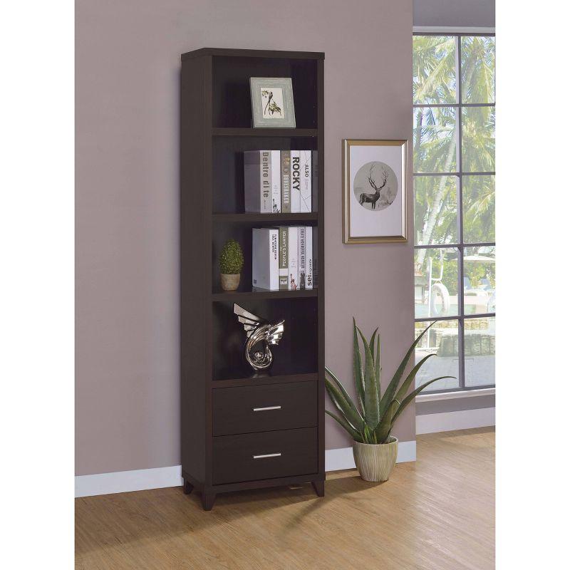 Cappuccino 76" Tall 2-Drawer Media Tower