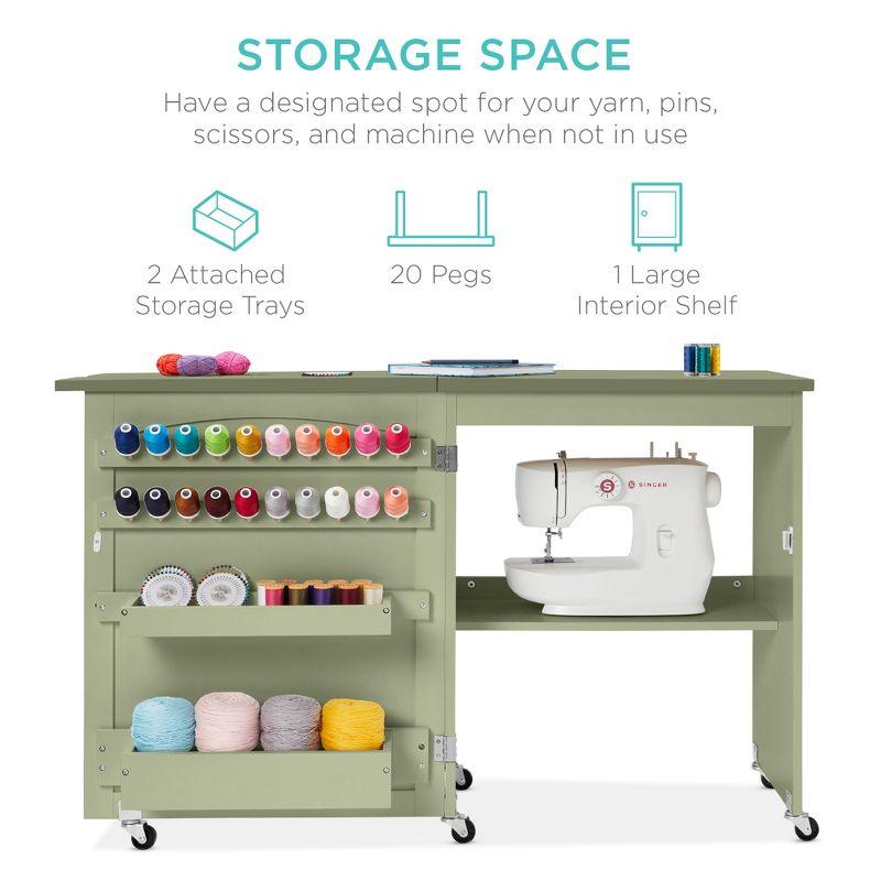 Best Choice Products Sewing Machine Table & Desk w/ Craft Storage and Trays