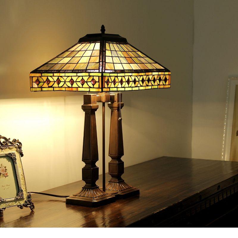 Chloe Lighting "sherwin" Tiffany-Style 2 Light Mission Table Lamp 16" Shade