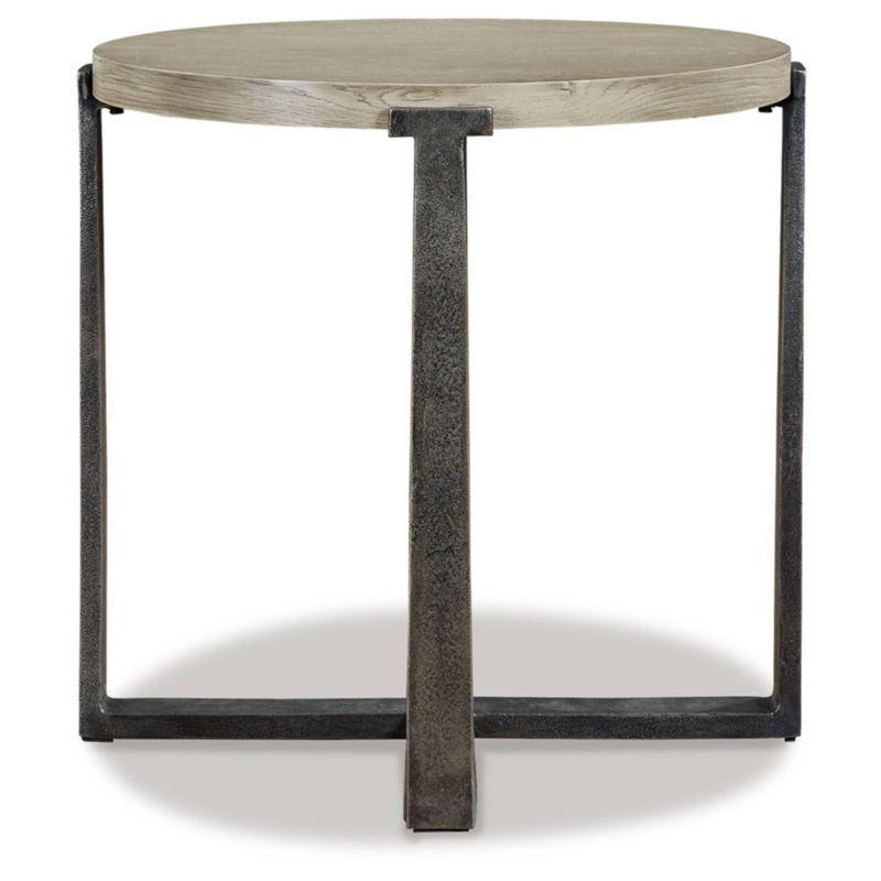 Dalenville End Table Black/Gray/Brown/Beige - Signature Design by Ashley: Contemporary Round Accent Table, Aluminum Frame