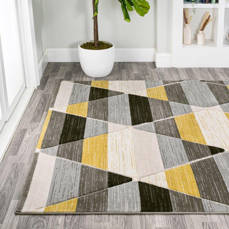 Kehoe Yellow and Gray Geometric Diamond Area Rug