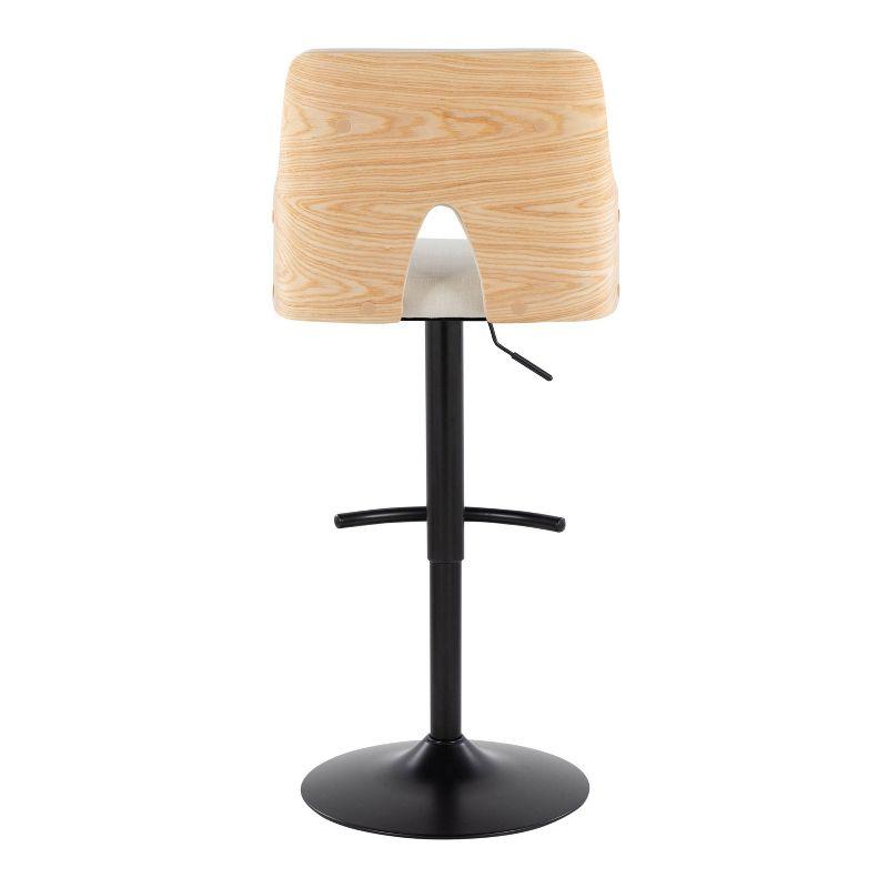 LumiSource Set of 2 Stella Adjustable Swivel Barstools Black/Natural Wood/Cream