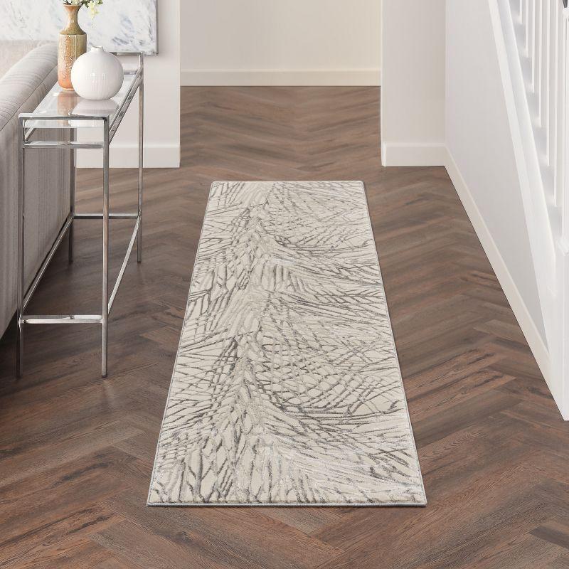 Nourison Rustic Textures Modern Palm Indoor Area Rug Ivory/Grey 2'2" x 7'6"