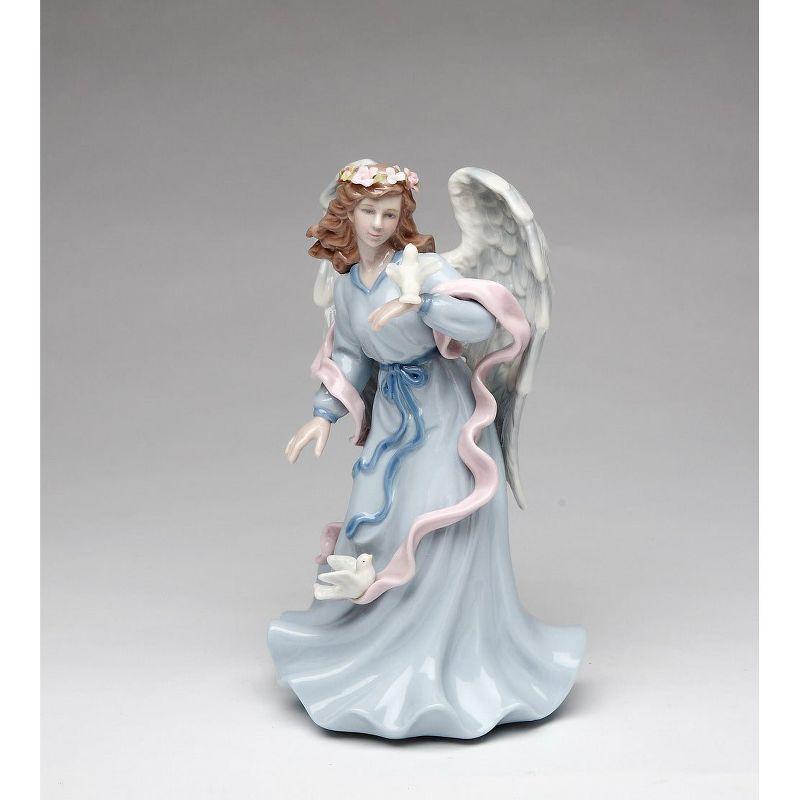 Kevins Gift Shoppe Ceramic Angel Holding Peace Dove Music Box