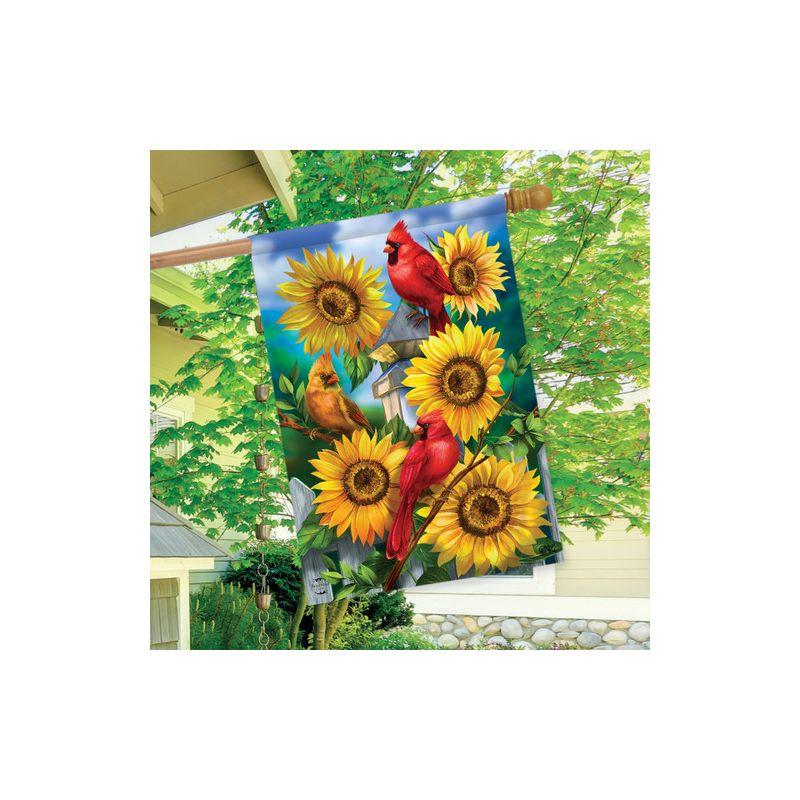 Cardinals And Sunflowers Summer House Flag Floral 28" x 40" Briarwood Lane