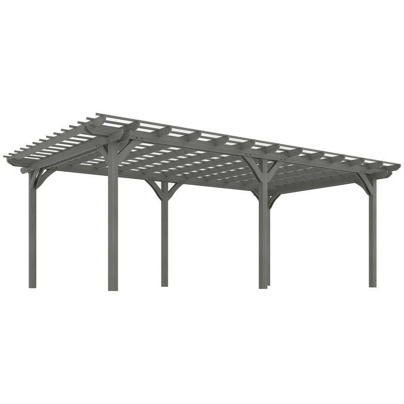 Outsunny 12' x 20' Wooden Pergola Grape Trellis, Outdoor Gazebo for Garden, Patio, Backyard, Deck, Gray