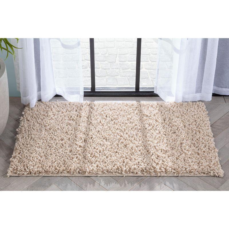 Berte Modern Solid Beige Textured Shag Rug