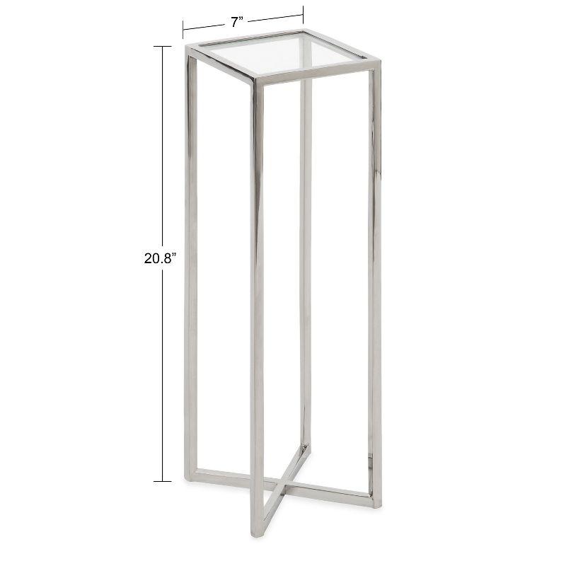 Kate and Laurel Jaspur Square Metal Drink Table, 7x7x21, Silver