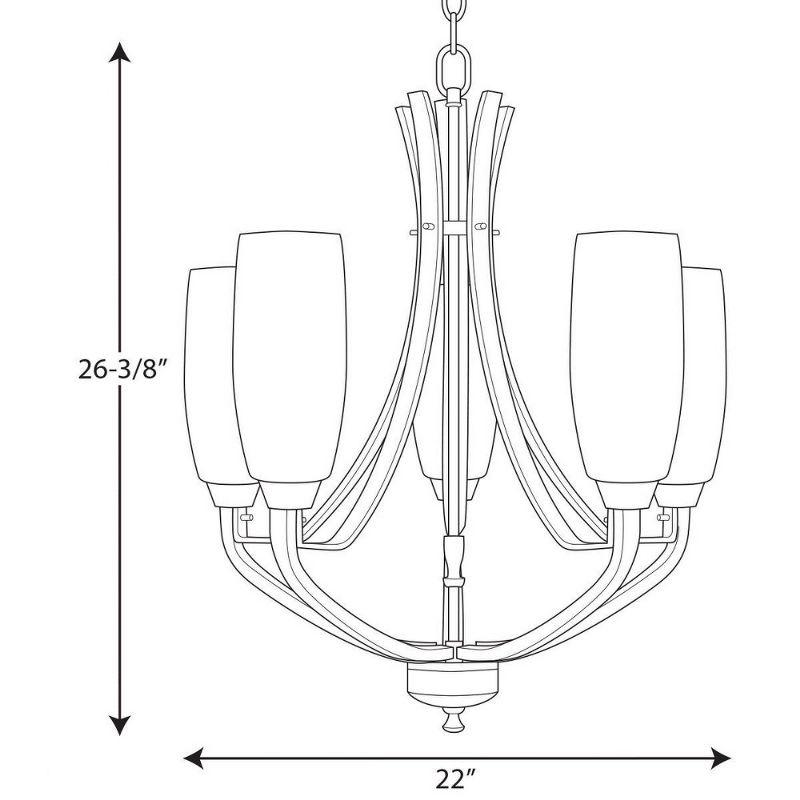 Progress Lighting Wisten 5-Light Chandelier, Brushed Nickel, Etched White Glass