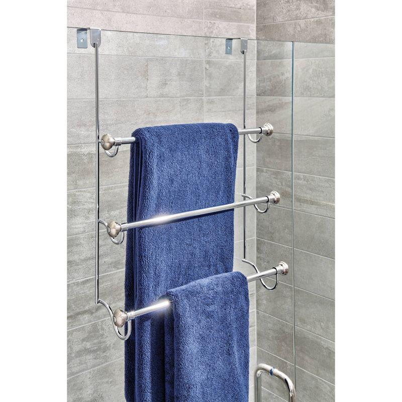 iDESIGN York Metal Split Finish Towel Holder: Over Door Bathroom Rack, Dual Bars, No Warranty